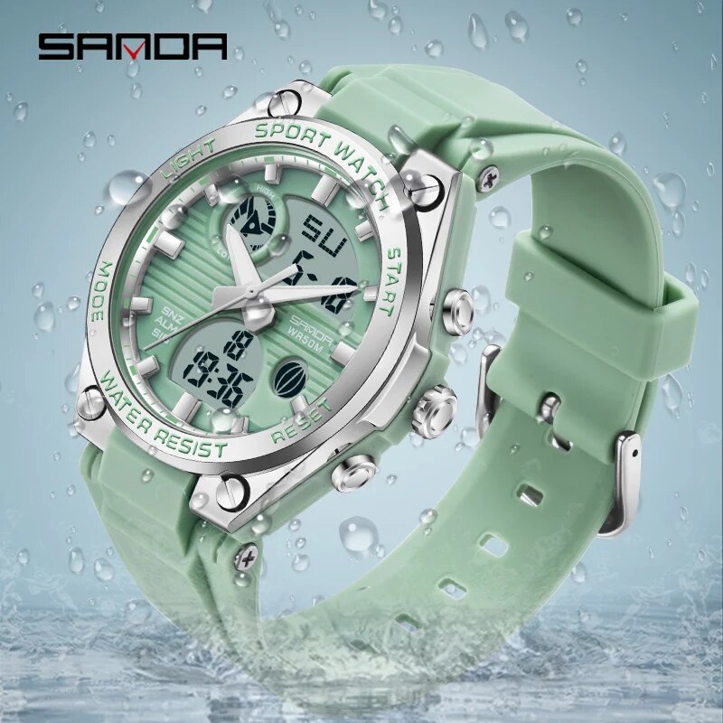 Chronograph Sport Watch - Marca SANDA, reloj Digital LED estilo