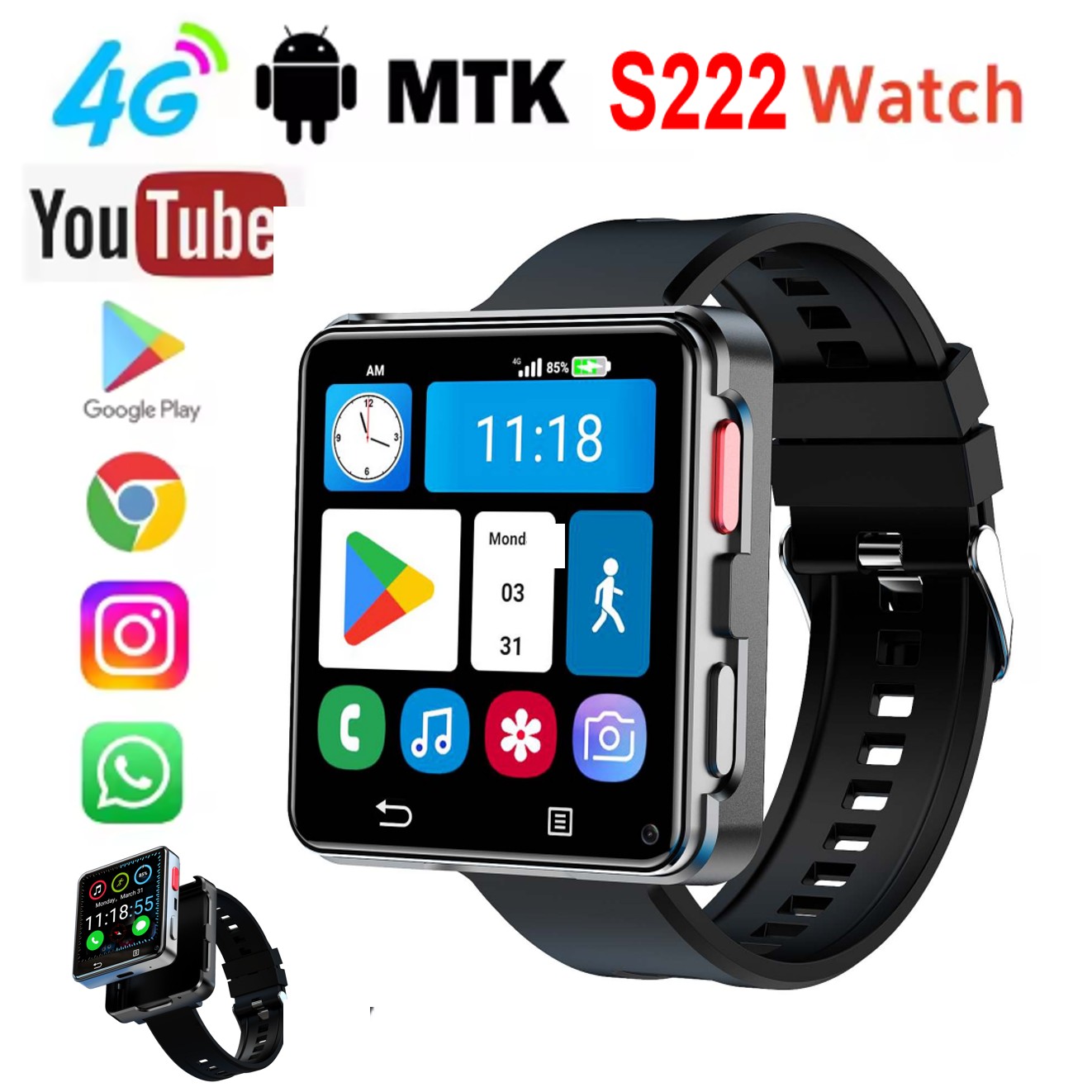 Reloj Inteligente S222 4G con  - Watch Smart Smartwatch reseña y precio