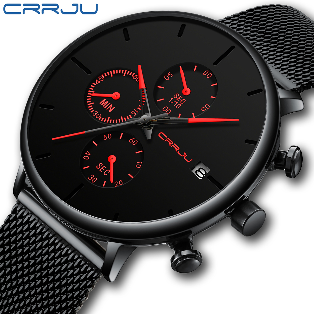Relojes CRRJU para hombre, rel - Mesh Stainless Strap reseña y precio