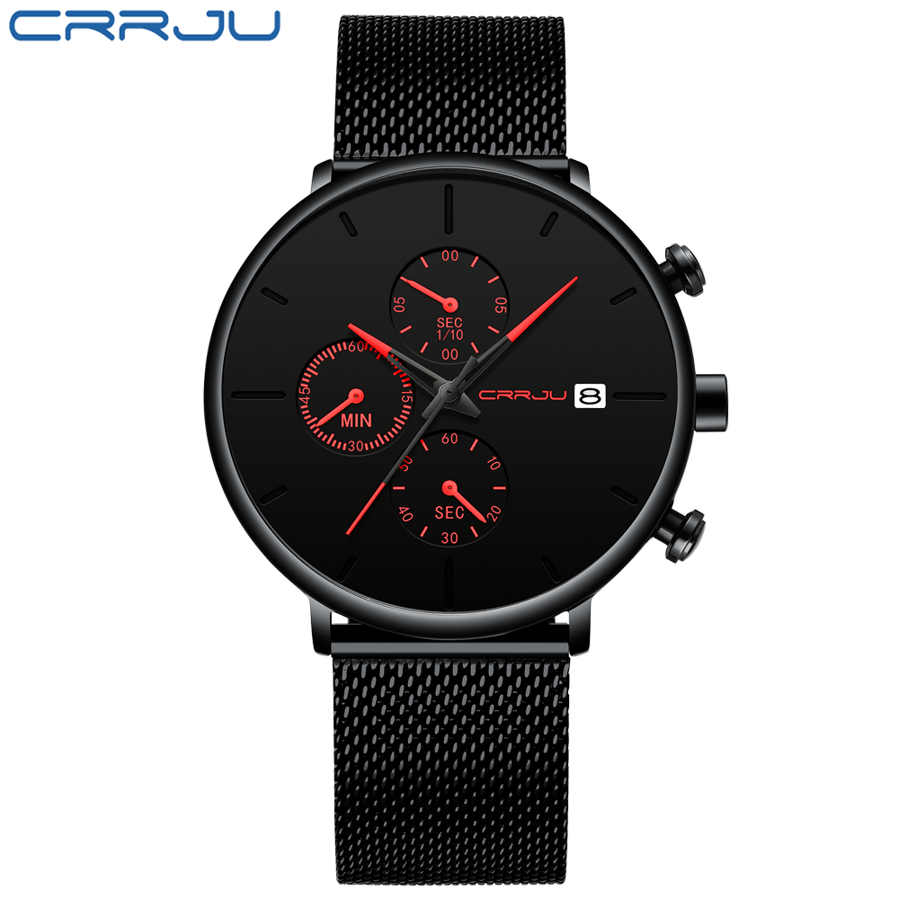 Relojes CRRJU para hombre, rel - Mesh Stainless Strap reseña y precio